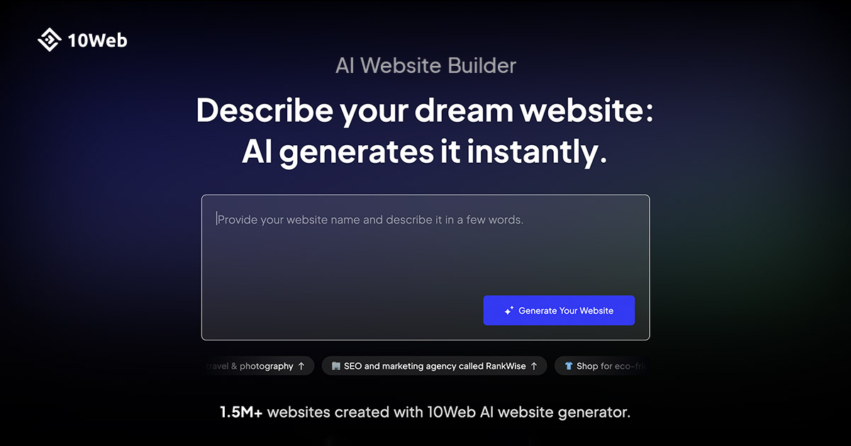 10Web AI website preview